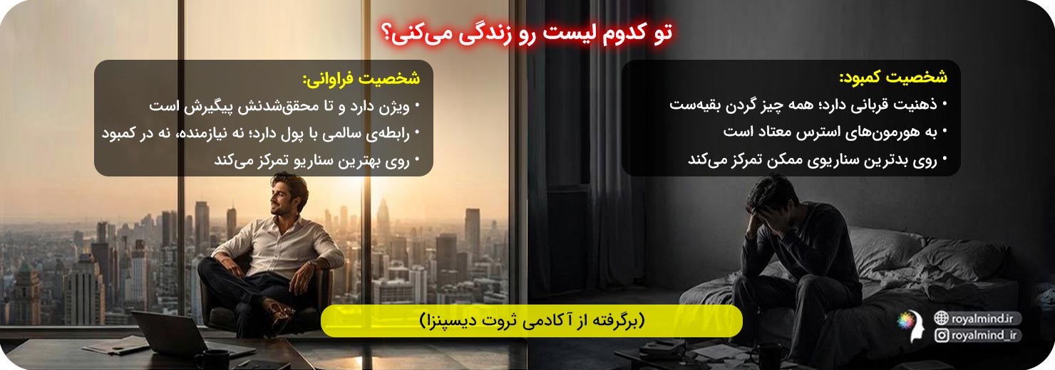 تفاوت شخصیت کمبود و ثروتمند